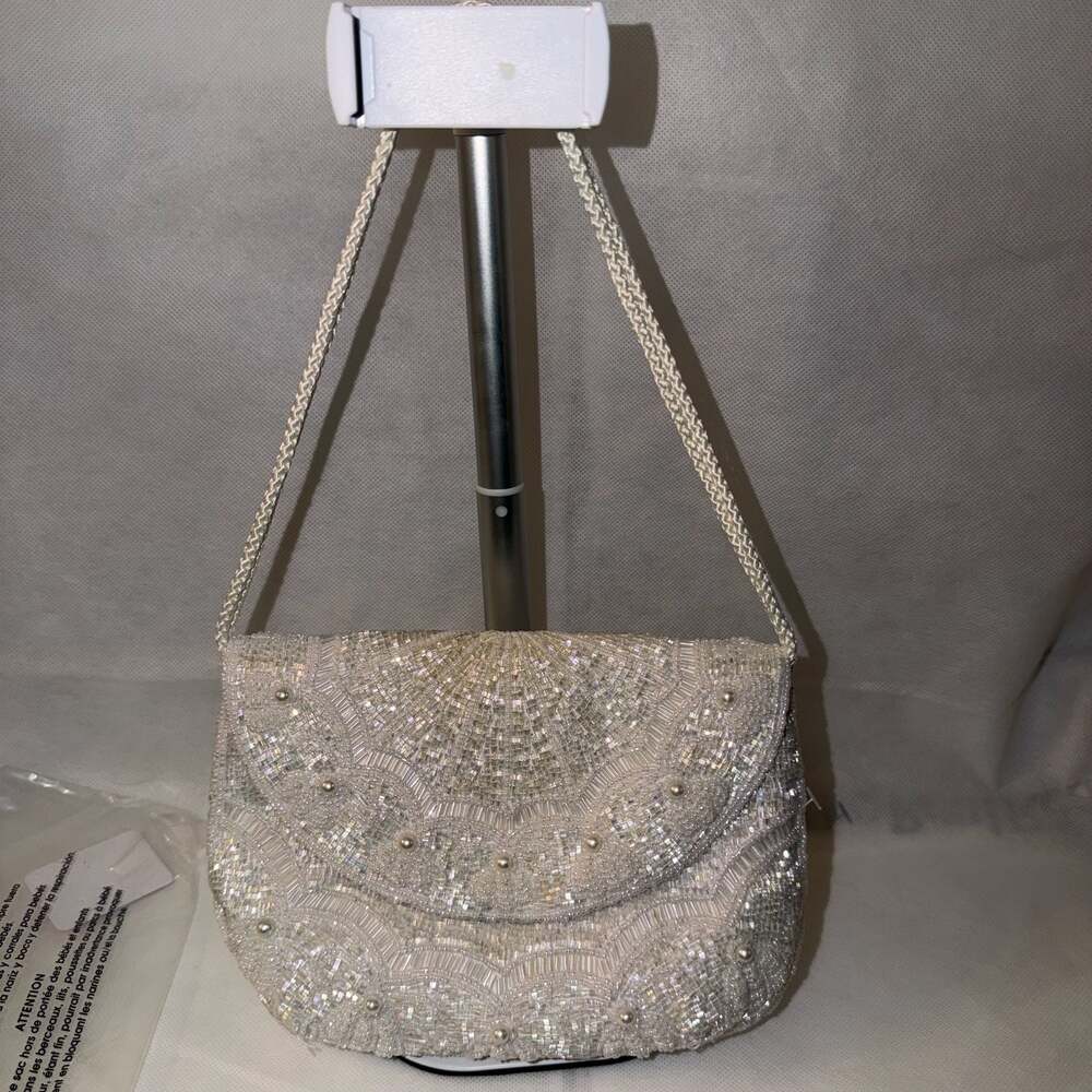 Bechamel Beaded and Pearl Embellished Evening Shoulder Bag